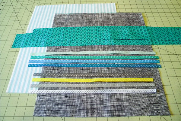 Ribbon Tote pieces laid out on cutting mat