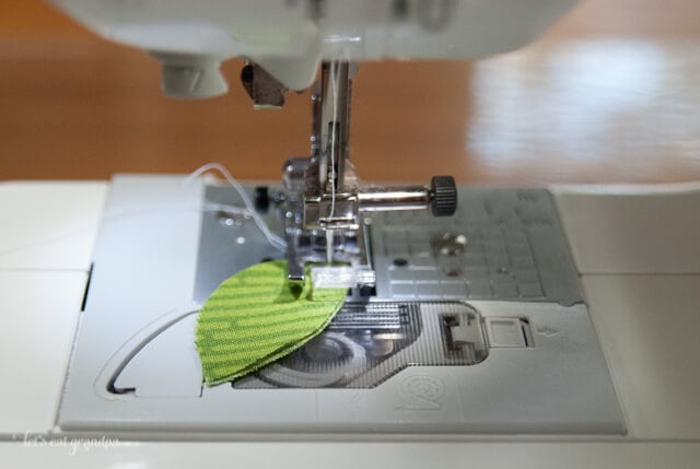pear fabric cutout on sewing machine
