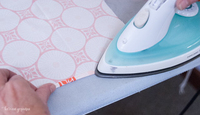 Piece of fabric being ironed