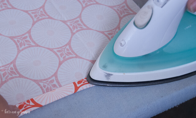 Piece of fabric being ironed