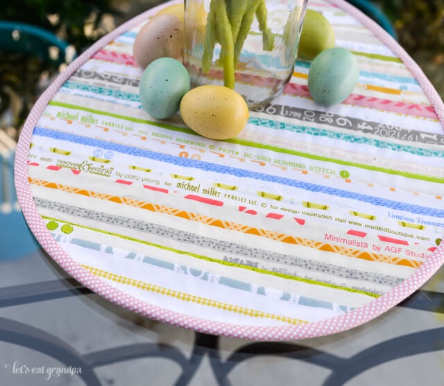 front view of Easter Selvage Table Topper 