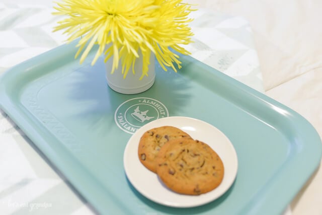 tray on bed of cookies and flowers