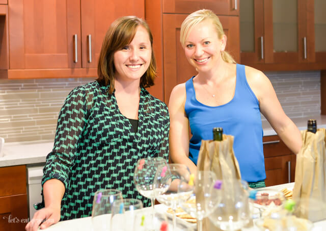 two woman ready for wine party