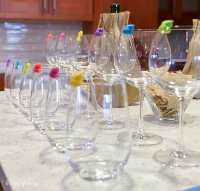 stemmed and stemless glasses lined on counter