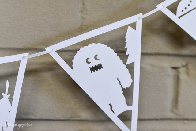 close up of DIY paper banner with adorable woodland creatures