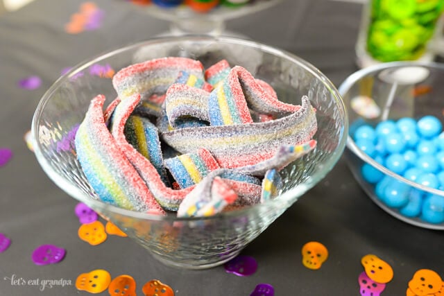 sour belts in candy bowl