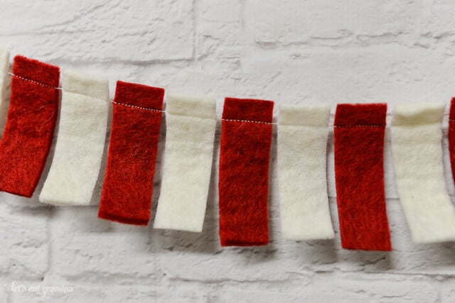 finished red and white felt garland