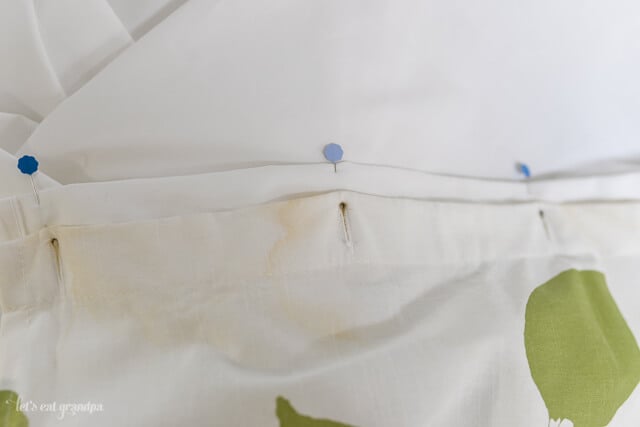 pins on shower curtain and sheet